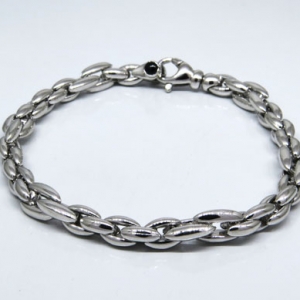 pulsera eslabones intercalados, ovalados, zafiros en el cierre