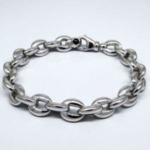 pulsera zafiros en el cierre, eslabones grandes, blanca