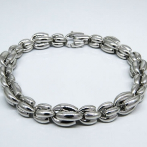 pulsera eslabones dobles intercalados, mediana, blanca