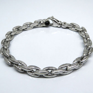 pulsera zafiros en el cierre, eslabones medianos, blanca , lapidada