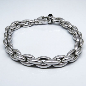 pulsera zafiros en el cierre, eslabones medianos, blanca