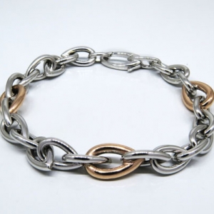 pulsera eslabonada rosada y blanca