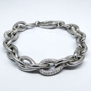 pulsera eslabonada blanca, con piedras