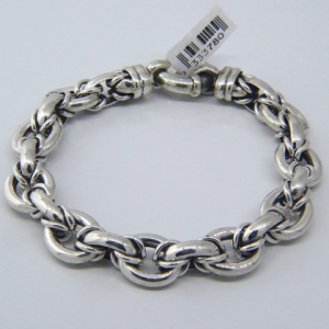 pulsera eslabones ovalados trenzados chicos cierre marinero