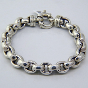 pulsera eslabones redondos medianos, cierre marinero