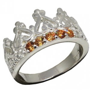 anillo corona piedras champagne