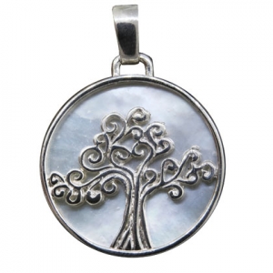 Colgante árbol de la vida con nácar, diámetro : 2,6 cm