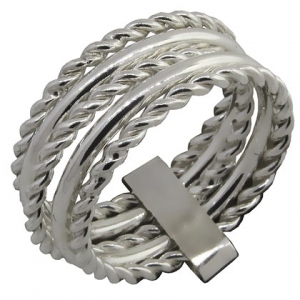 anillo quintuple, lisos y retorcidos 