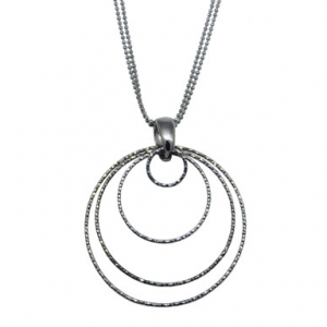 conjunto circulos , facetados, doble cadena bolitas, blanco y rodio negro