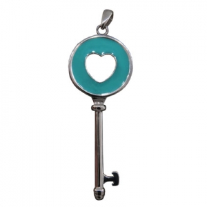 Colgante llave, corazon, esmaltado
