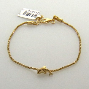 pulsera fope fina con delfin centro enchapado amarillo