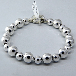 Pulsera bolitas 7-9 mm intercaladas medianas cierre argollon	