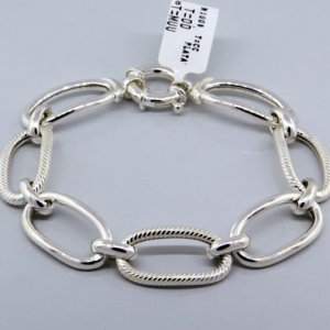 pulsera eslabones ovalados, lisos y rayados