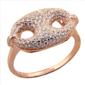 anillo ovalado con piedras, rosado