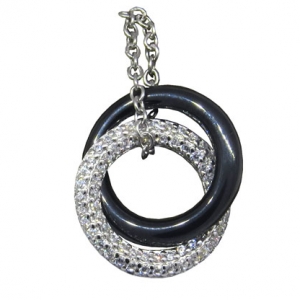 Dije cadenita dos circulos, ceramica negra y pave