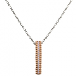 conjunto barrita rosada con piedras celestes, cadena blanca
