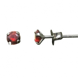 Par aros pegados, piedra, roja, grifas. 4 mm