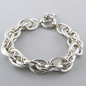 pulsera eslabones ovalados, cierre marinero