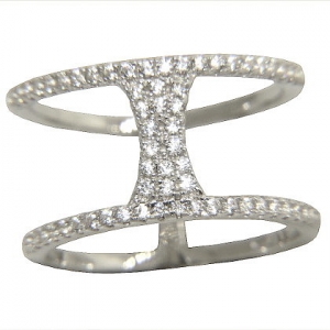 anillo doble tira con piedras blancas