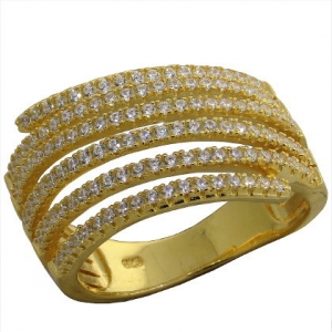 anillo ancho, vueltas de piedras, amarillo