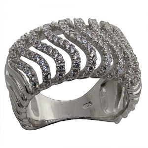 anillo ancho ondas de piedras, blanco