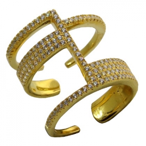anillo abierto con piedras, amarillo