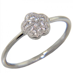 anillo flor con piedras blanco