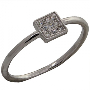 anillo cuadrado con piedras, blanco