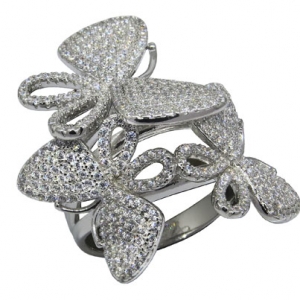 anillo 3 mariposas pavee