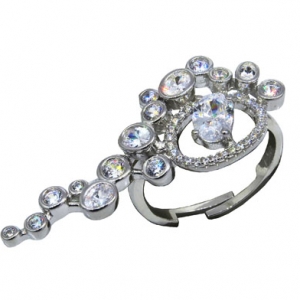 anillo alargado horizontal piedras redondas y ovaladas blancas